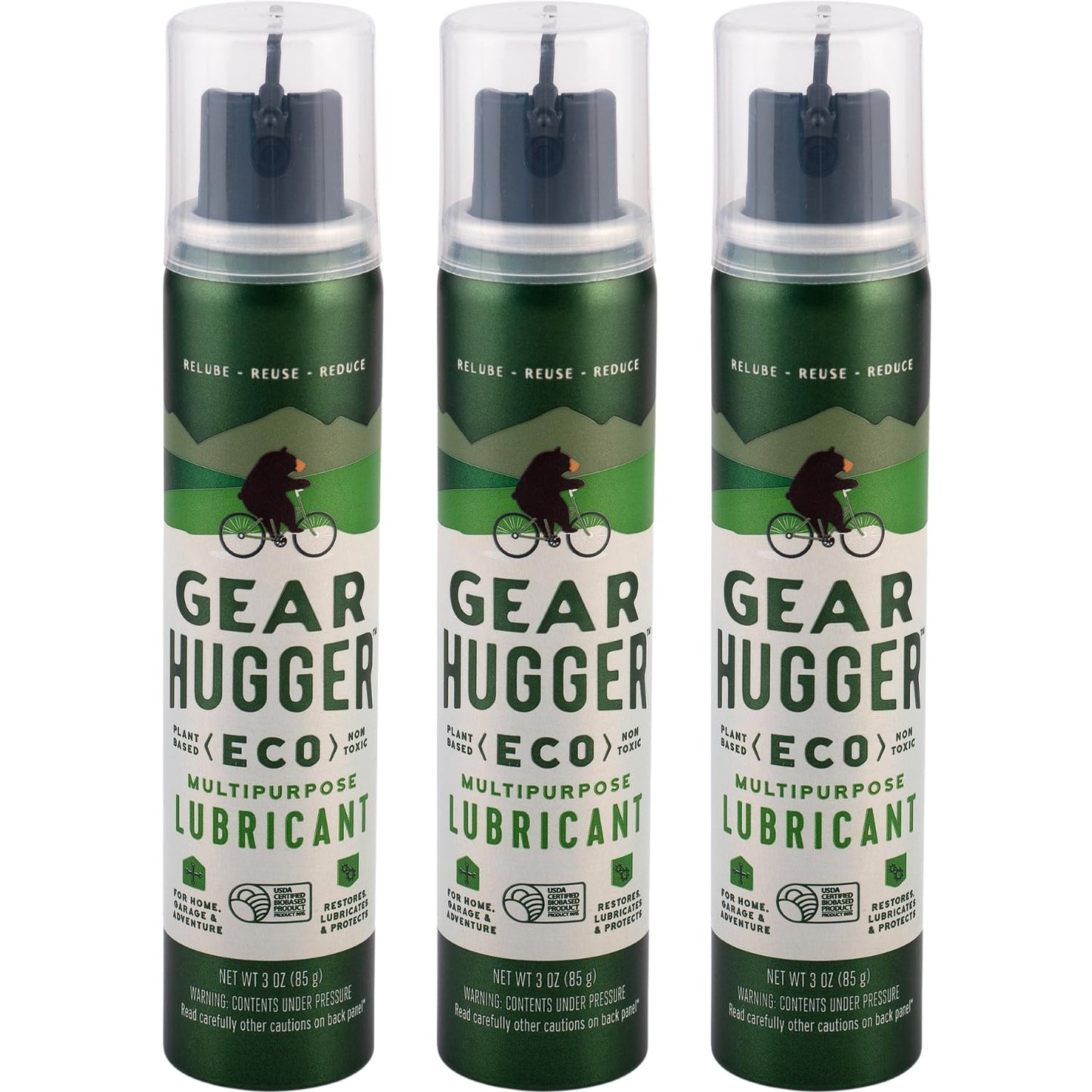 Gear Hugger Multipurpose Lubricant - Eco-Friendly (3 oz, Pack of 3), Rust Remover - Garage Door Spray, Door Hinge & Lock Lubricant - Plant-Based, No Petroleum, No PTFE