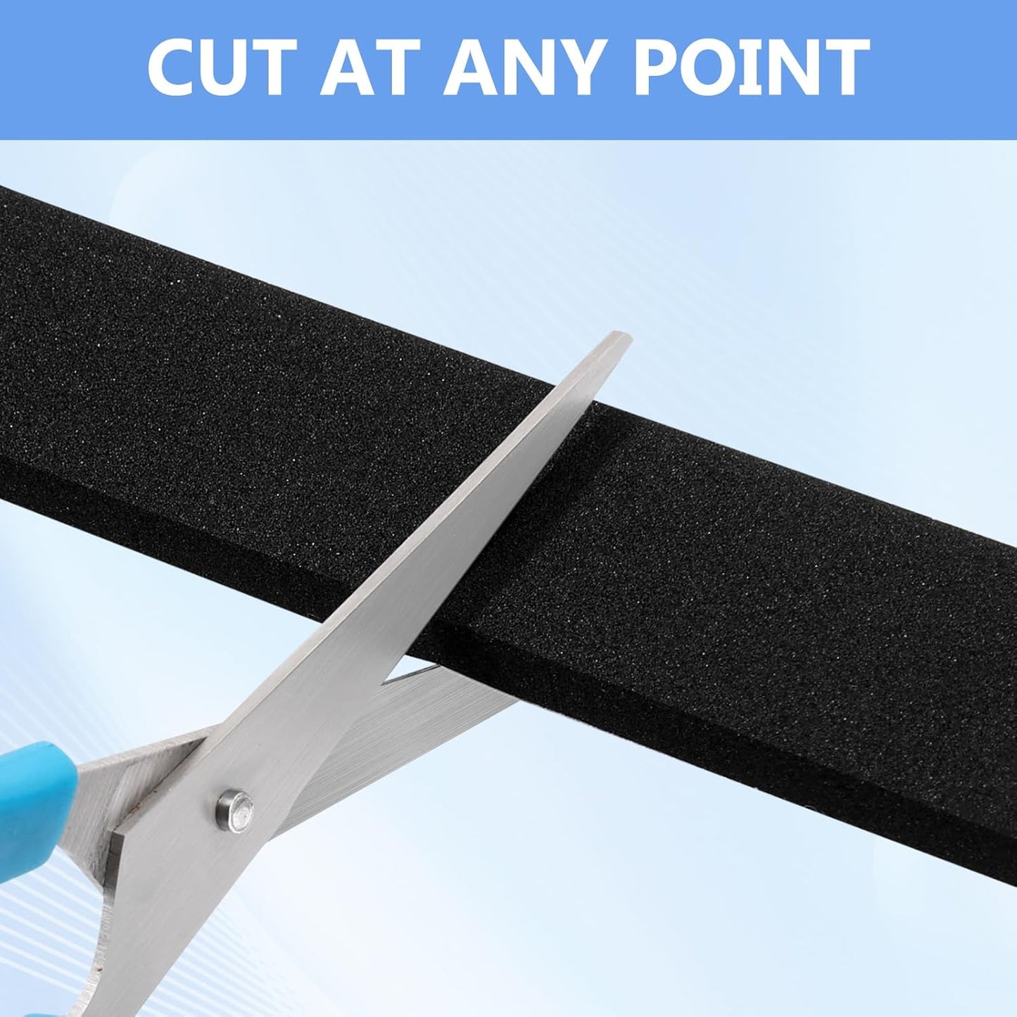 Weather Stripping Door Seal Strip- 1/2 Inch X 1/4 Inch X 16Feet, Strong Adhesive, Lightproof, Soundproof, Weatherproof Foam Tape Insulation for Sliding Door, Front Door Frame, Windows- Black