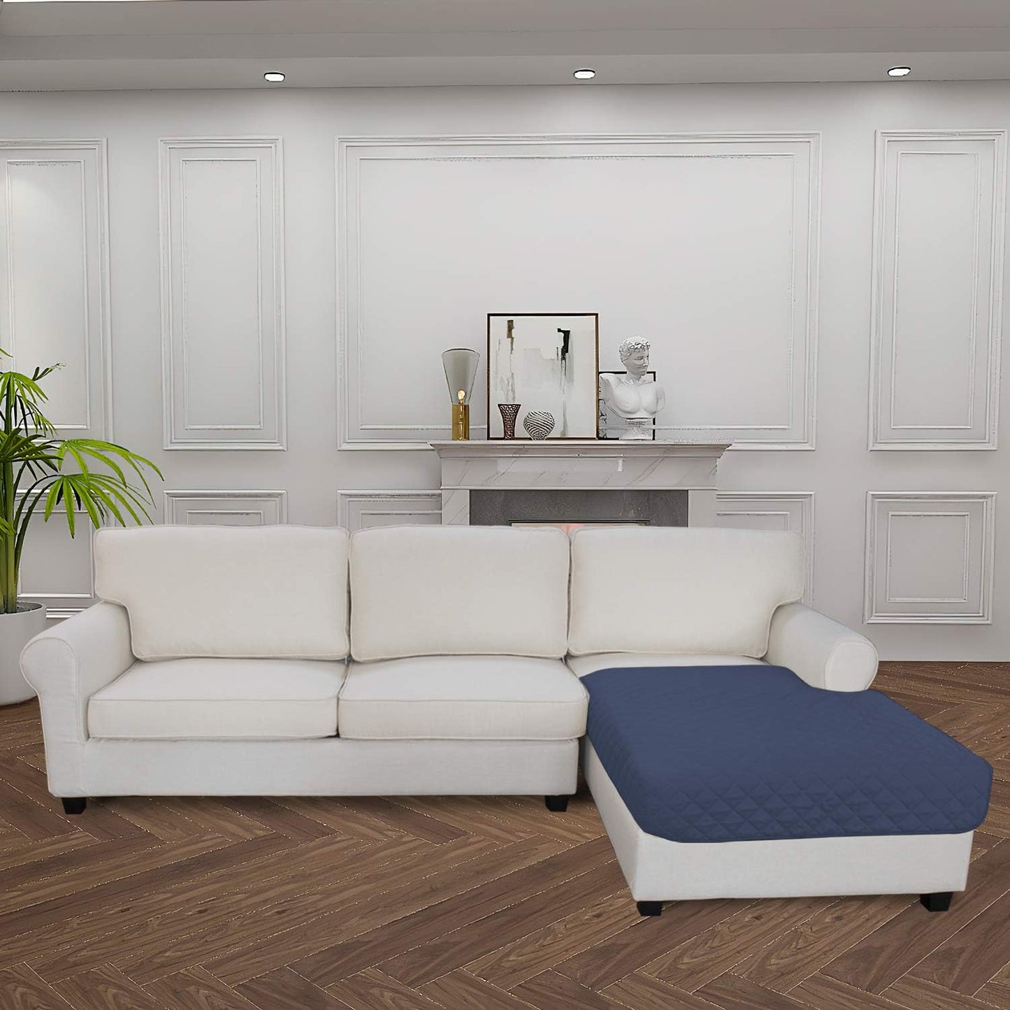 Easy-Going Sectional Couch Covers for Dogs L Shape Sofa Cover Reversible Sofa Slipcover Chaise Lounge Cover Furniture Protector Cover for Pets Dog Cat (42 x 68 inches, DarkBlue/DarkBlue)