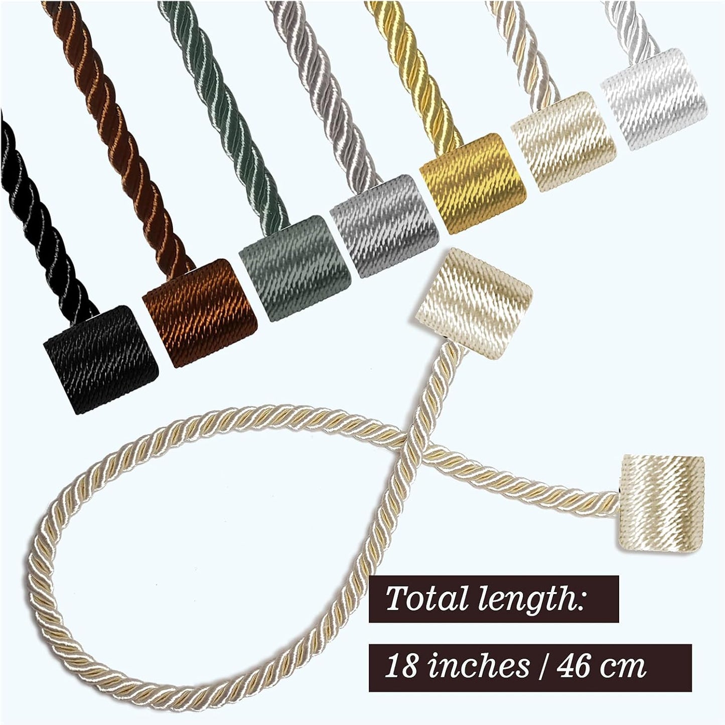 Hion Magnetic Curtain Tiebacks Grey 2pcs, Curtain Tiebacks Buckles Holdbacks Holders Hooks Clip for Home Bedroom Office Decorative Curtain