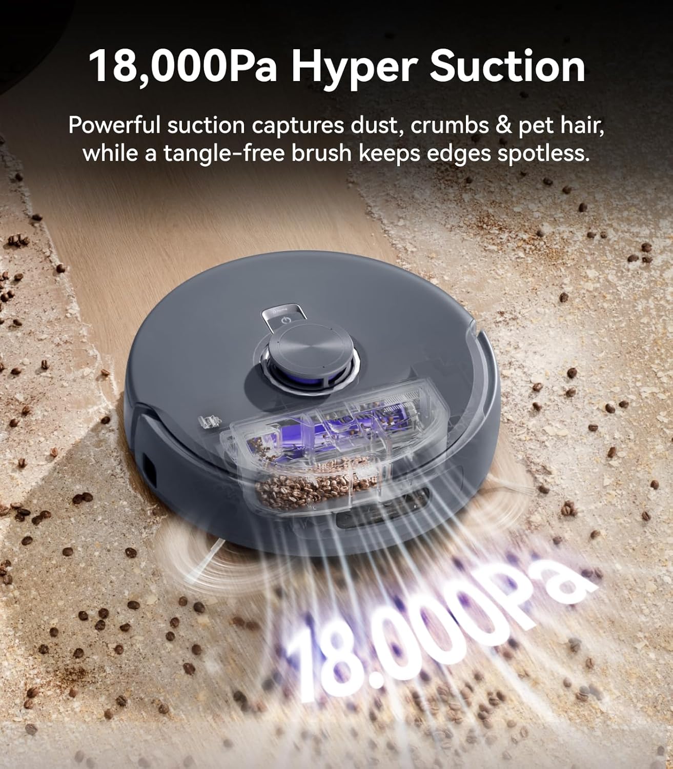 NARWAL Freo Z10 Ultra Robot Vacuum and Mop Combo, Dual RGB Cameras and Chips, AI Avoidance, 8N Corner to Edge Deep Cleaning, Dry-Wet Separation, 18000Pa, Hot Water Wash & Self-Emptying, Gray