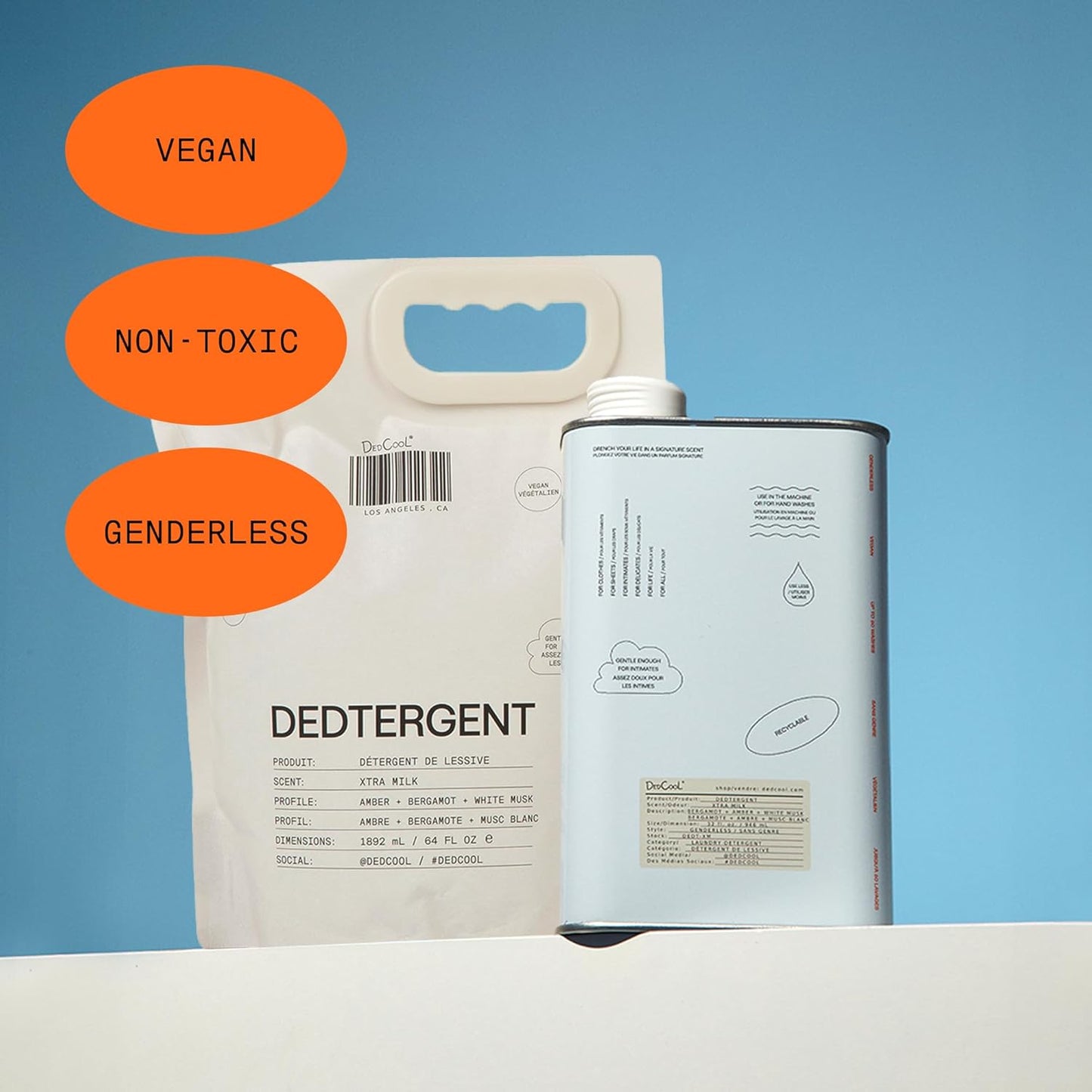 DedCool Liquid Laundry Dedtergent | Xtra Milk | Luxurious Fragrance Detergent | Removes Stains | Infused with Natural Essential Oils | Non-Toxic | 120 Washes | 64 fl oz