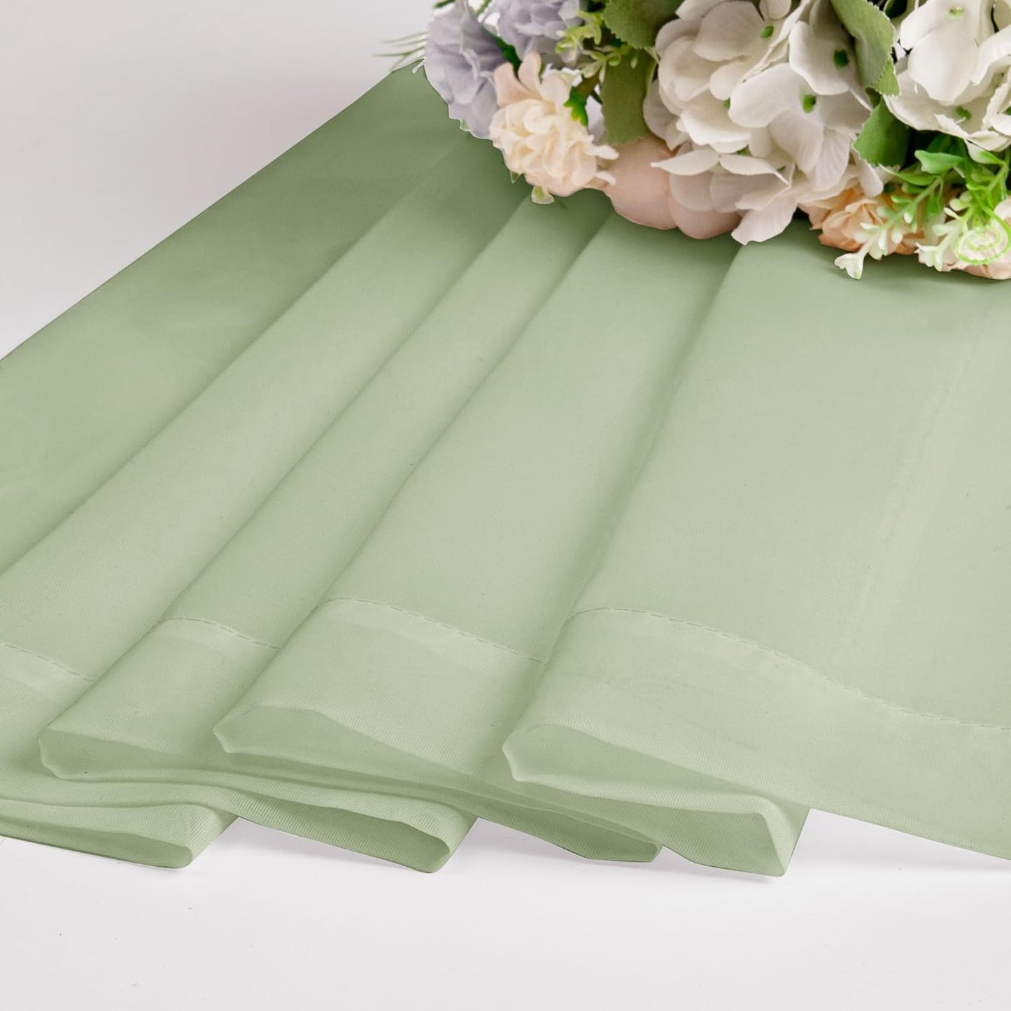 Chyhomenyc Sheer Valances for Windows 2 Pack, Small Window Curtains for Living Room Bathroom Cafe Laundry Basement, Modern Top Dual Rod Pocket Voile Curtain, 42W x 18L inches, Light Green
