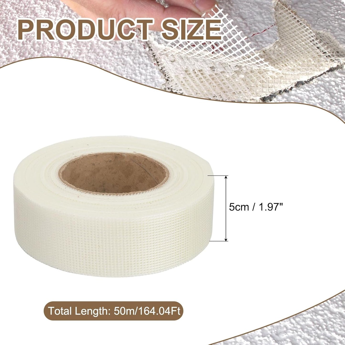 PATIKIL Drywall Repair Mesh Tape, 2 inch x 164 ft Fiberglass Repair Patch Self-Adhesive Dry Wall Joint Tape 12 Mesh Wall Hole Crack and Seam Patch, White