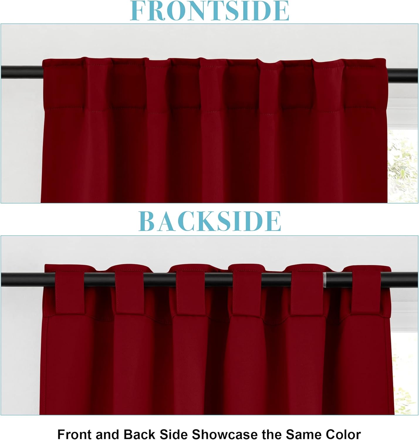RYB HOME Small Window Curtains - Blackout Insualting Privacy Curtains for Kids Bedroom Kitchen Bathroom Basement Cafe Cabinet Tiers Drapes, 34 Width x 30 Length, 2 Panels, Burgundy Red
