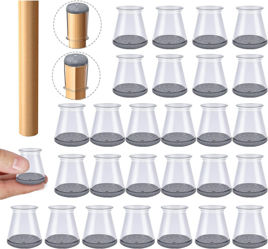 32 Pcs Chair Leg Protectors for Hardwood Floors, Silicone Felt Furniture Leg Cover Pad for Protecting Floors from Scratches and Noise, Smooth Moving, X-Small(Fit Round Diameter：1/2" to 5/16")