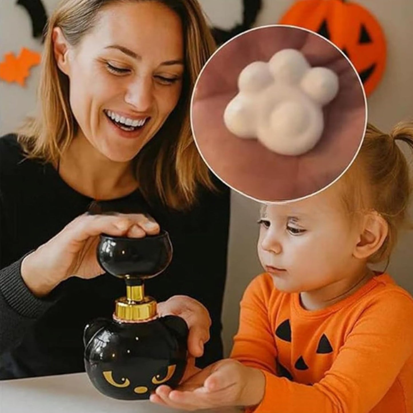 Cute Cat Paw Foam Soap Dispenser, Foaming Hand Dispensers - Pawprint Creates Shaped Bubbles, Black Pump Bottle for Soap, Refillable Empty Foam Liquid Container for Bathroom Kitchen (3)