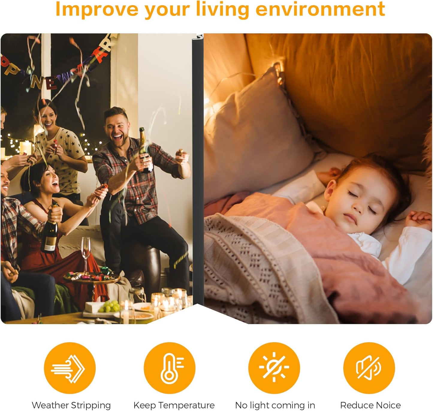 Weather Stripping Door Seal Strip Soundproof Q Foam Weather Stripping for Door Frame, Exterior Door Weather Stripping for Large Gap, Easy to Install（Black, 50FT