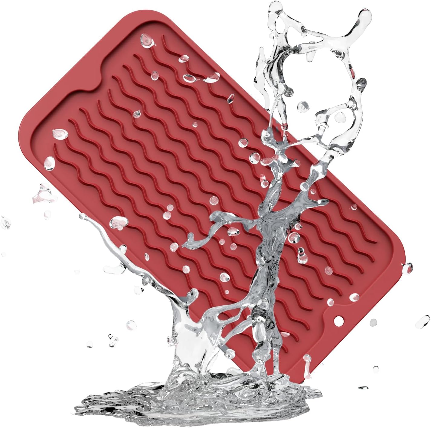 ZLR Silicone Dish Drying Mat for Kitchen Counter, Eco-Friendly Fast Dry Dish Mat, Easy Clean Multi Usage Drying Matt, Heat Resistant Trivet, 6" x 12" Extra Small, Lave Red