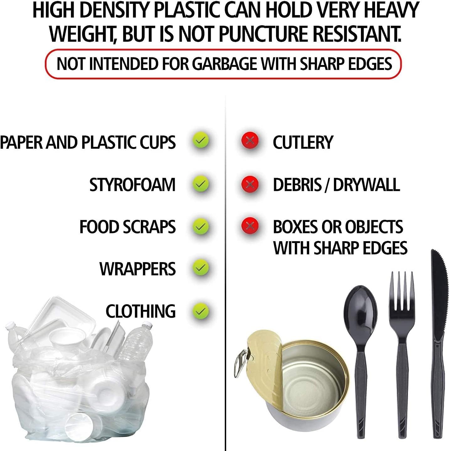 Aluf Plastics - 12-16 Gallon Clear Trash Bags - 24" x 33"- 8 Micron Equivalent High Density Value Garbage Bags for Bathroom, Office, Industrial, Commercial - (1 Pallet of 100 Cases, 10000 Bags Total)