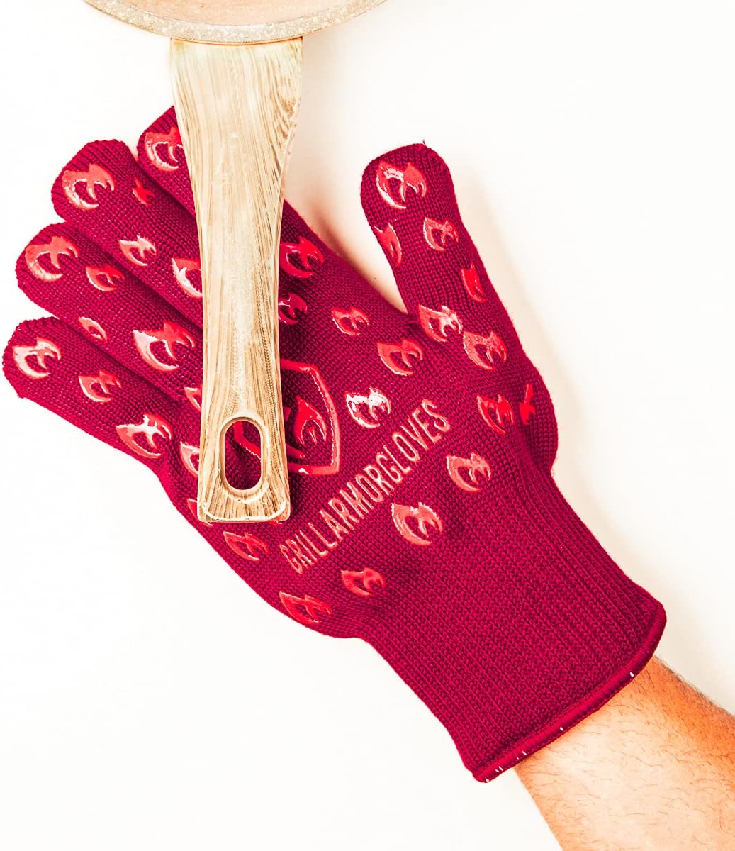 Grill Armor Oven Gloves 932°F Extreme Heat & Cut Resistant Oven Mitts with Fingers for BBQ, Cooking, Grilling, Baking – Accessory for Smoker, Cast Iron, Fire Pit, Camping, Fireplace, Griddle & More