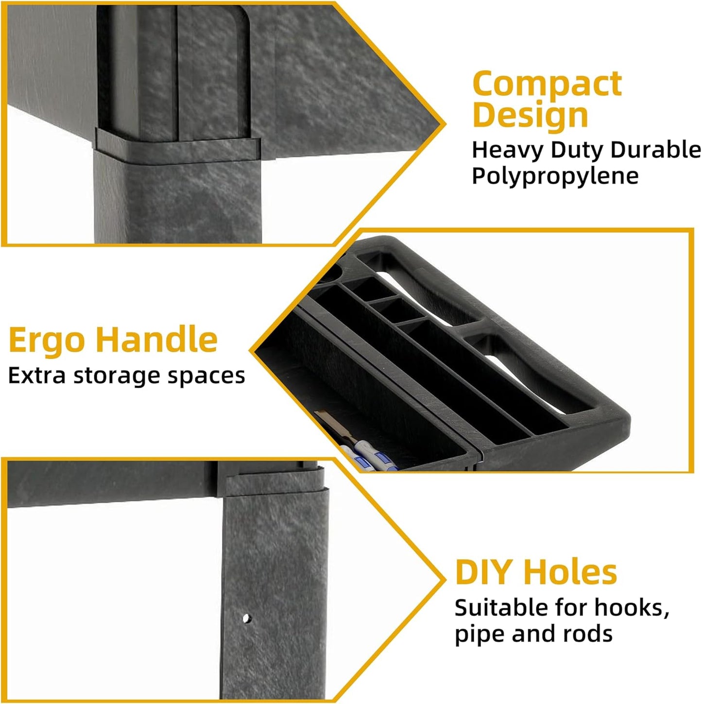 DWVO Utility Service Cart on Wheels, 45 X 25 in 550 LBS Heavy Duty Rolling Cart Plastic Work Cart for Warehouse Garage School & Office Cleaning