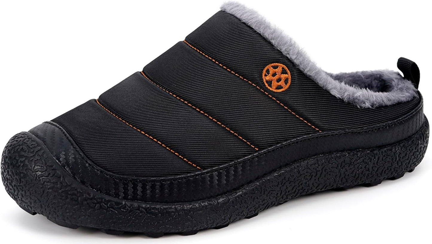 Womens Mens House Slippers Slip on Snow Winter Warm Fully Fur Lined Slippers Indoor Outdoor Shoes