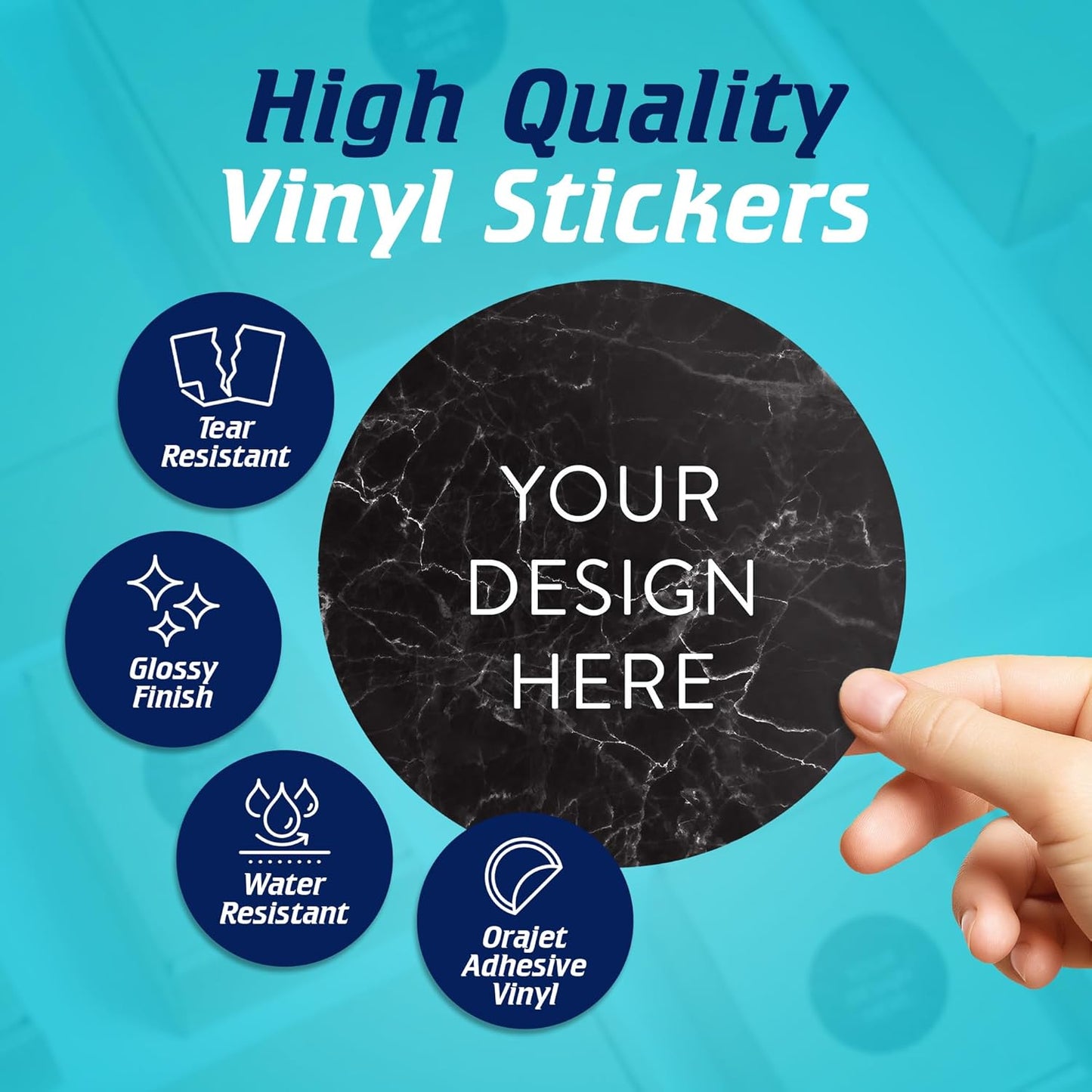 100 Custom Vinyl Stickers - Upload Your own Image, Text, Design, Logo - Personalized Logo Labels for Handmade, Packaging, Bottle, Jars, Candle, Brand Stickers (Watercolor, 5x5)