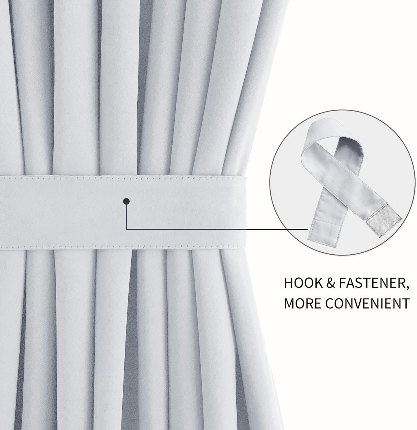DWCN French Door Curtains – Rod Pocket Thermal Curtain for Doors with Glass Window, Kitchen and Patio Doors for Privacy, 25 X 40 Inch Length, 1 Curtain Panel with Tieback, Greyish White