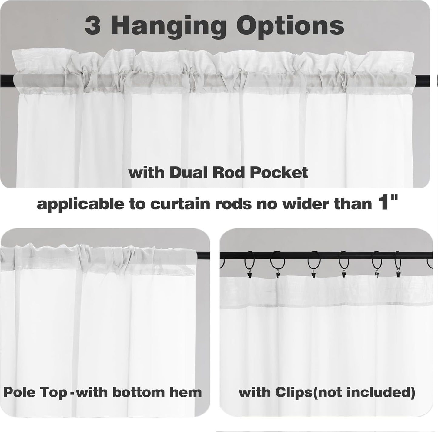 Chyhomenyc White Sheer Curtains 84 Inches Long 2 Panels, Light Filtering White Curtains for Living Room, Soft Gentle Voile Rod Pocket Bedroom Window Drapes, 59Wx84L Inch, 2PCS