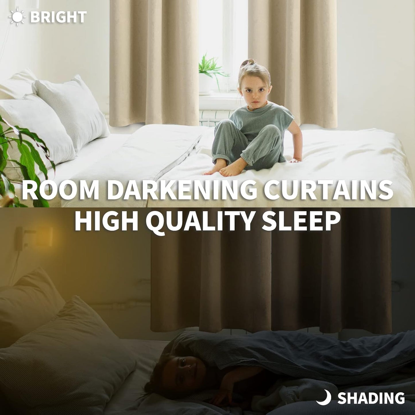 BGment Beige Room Darkening Curtains 72 Inches Long - Rod Pocket Thermal Insulated Blackout Window Drapes for Living Room Bedroom, 42 x 72 Inch, 2 Panels