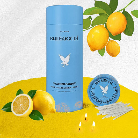 Lemon Scented Yellow Pearled Candle 18oz Luxury Sand Candle Granulated Wax - 30 Cotton Wicks - Wax for Candle Making Decorative Candles Smooth and Clean Burning Lasts up to 120 Hours