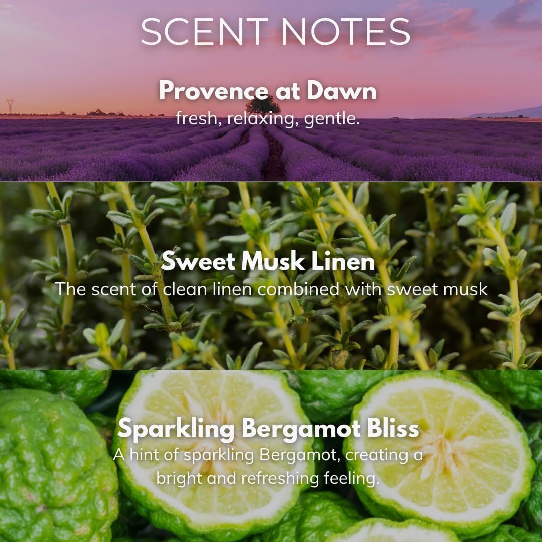 Lavender Candle - 9.7 oz /275g Lavender Scented Candle in Purple Glass Jar with Wooden Lid and Wooden Crackling Wick in a Luxurious Gift Box - Gentle, Tranquil and Relaxing