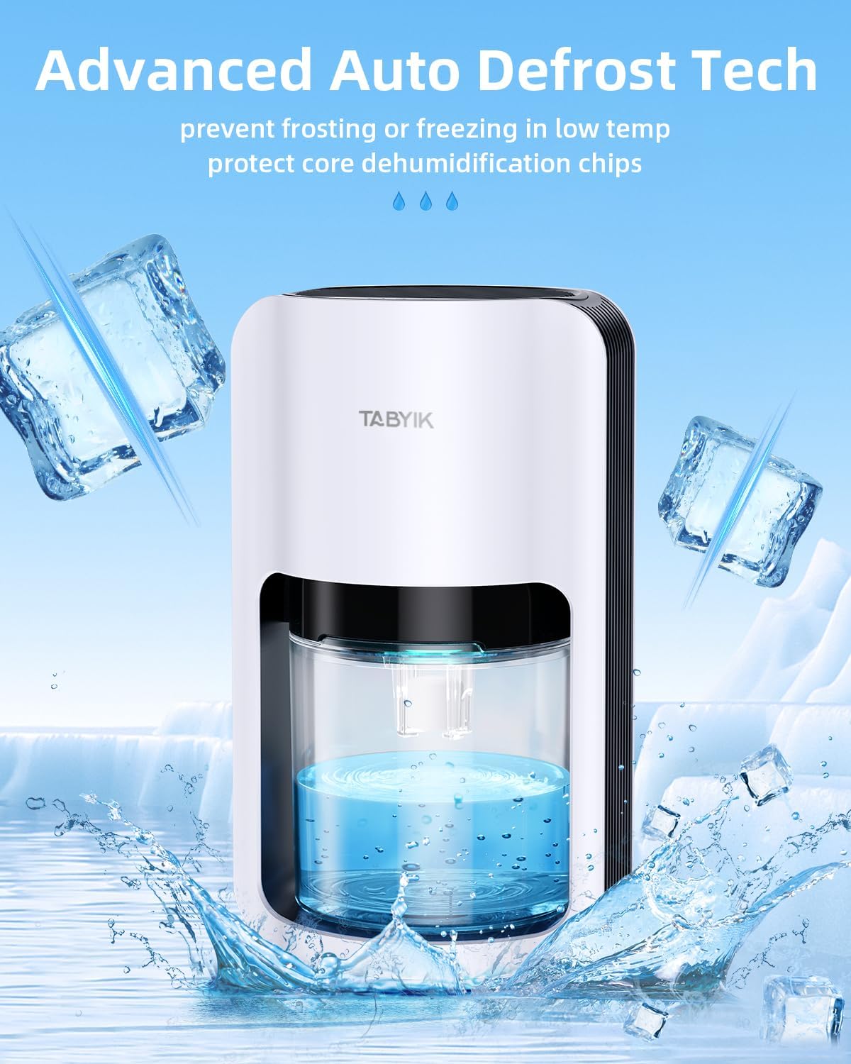 TABYIK Dehumidifiers for Home, 42oz Dehumidifier for Bathroom, Dehumidifiers for Room with Auto Shut Off, Auto Defrost Quiet Dehumidifier for Bedroom Wardrobe Closet Trailer RV