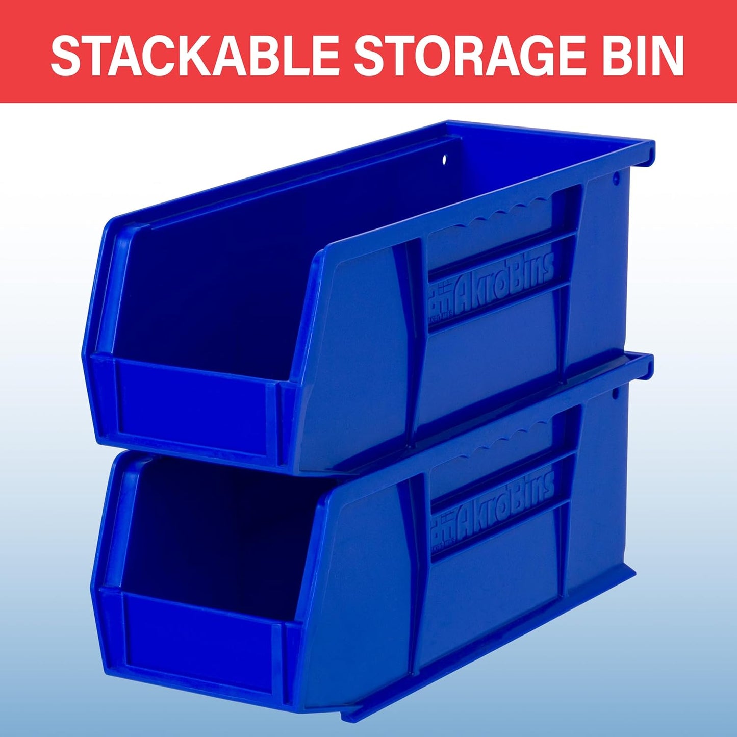 Akro-Mils 30224 AkroBins Plastic Storage Bins, Space-Saving Stackable Bins for Garage, Pantry, Craft Organization, 11" L x 4" W x 4" H, Blue, 12-Pack