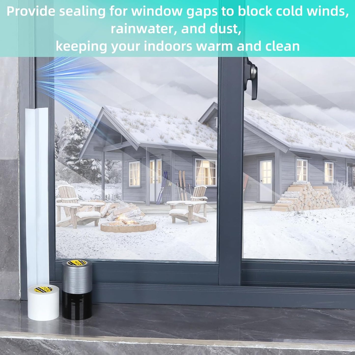 Window Weather Stripping Door Seal Tape White, 1.18in x 164FT, Automotive Weatherstrip Adhesive Seal Strip for Car Auto Trunk, Weatherproof Gap Sealing Sealer Draft Blocker, Easy Removal