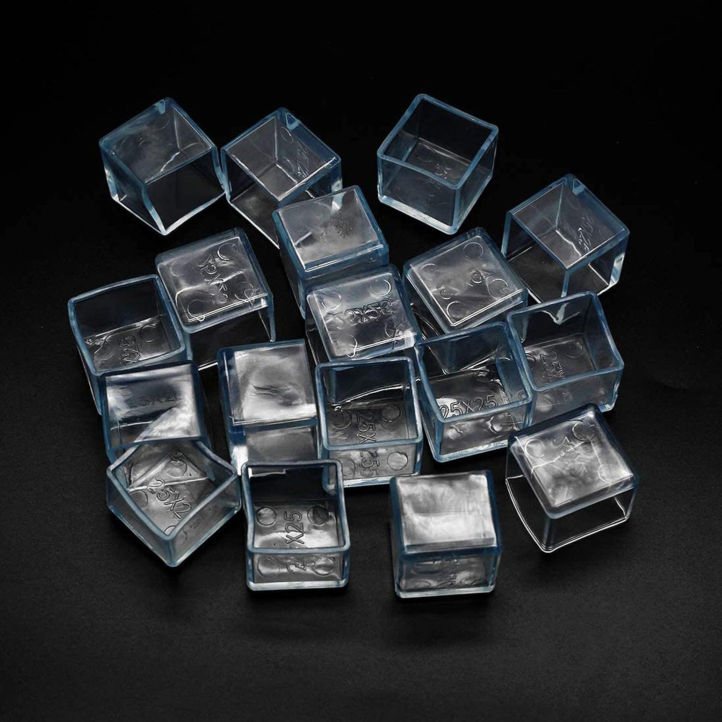 Still Awake 16 Pcs Transparent Square PVC Rubber Leg Tips Furniture Floor Protectors Chair Table Bar Stool Leg Covers Cube Feet 1 Inch x 1 Inch (25 x 25mm)