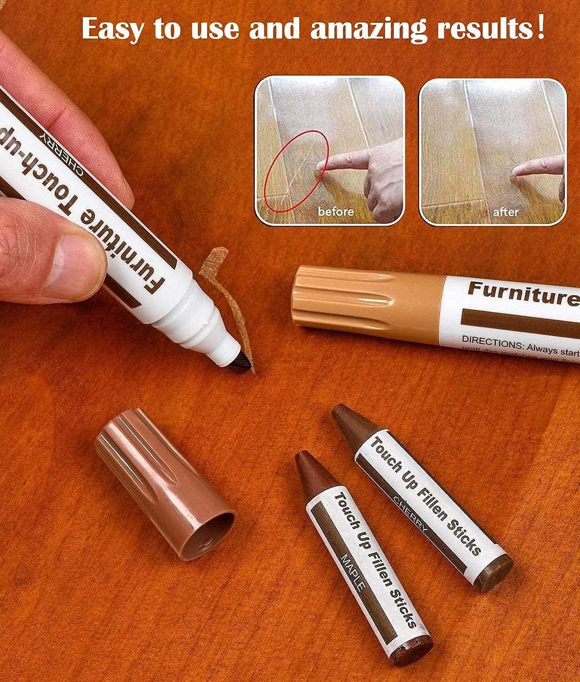 Lifreer Revolutionary Furniture Touch Up Markers, 12 Colors Wood Scratch Repair Markers Kit - Perfect for Stains, Scratches, Wood Floors, Tables, and Bedposts - Easy to Use and Long-Lasting Results!