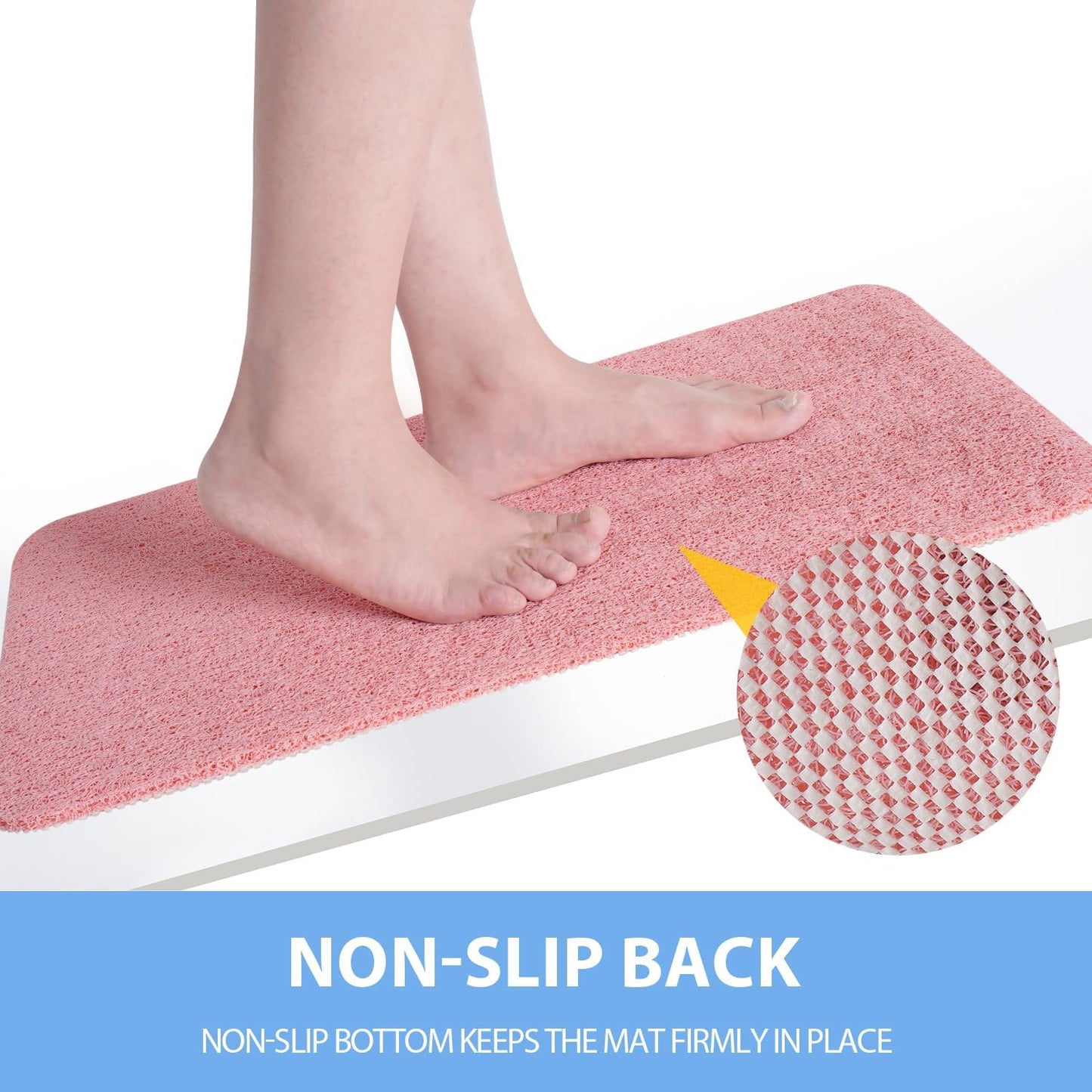 Non-Slip Bathtub Mat, Anti Slip Shower Mat, Fast Drying Bathtub Mats, Foot Scrubber Mat, Anti Slip Mat for Tub, Floor, Bathroom, Kitchen, Home, Hotel (Pink 32"×17")