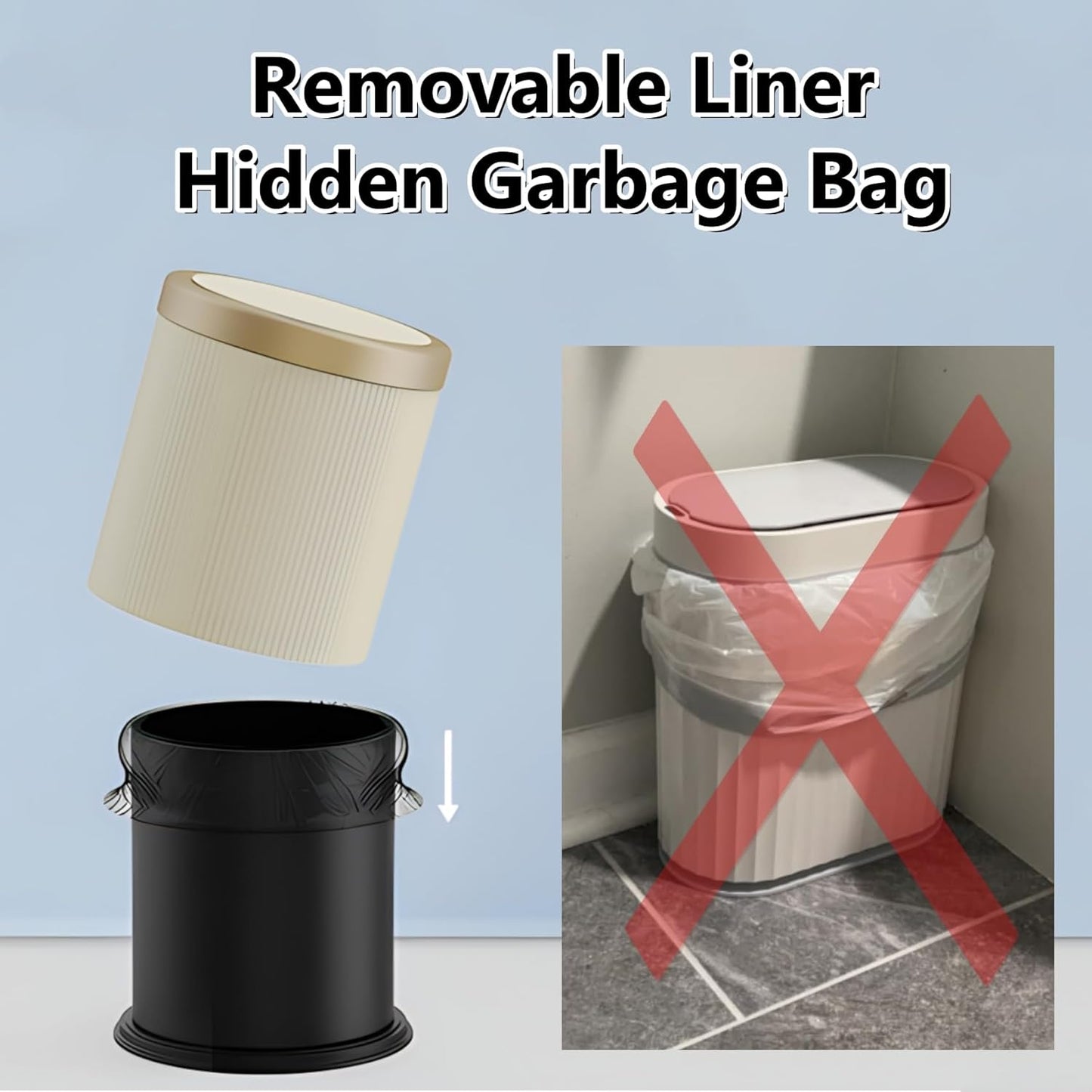 URALFA 3.7 Gallon Motion Sensor Bathroom Trash Can with Lid，Automatic Waterproof Touchless Garbage Can, Smart Plastic Trash Bins Suitable for Toilet, Office, Bedroom, Kitchen (Cream White)