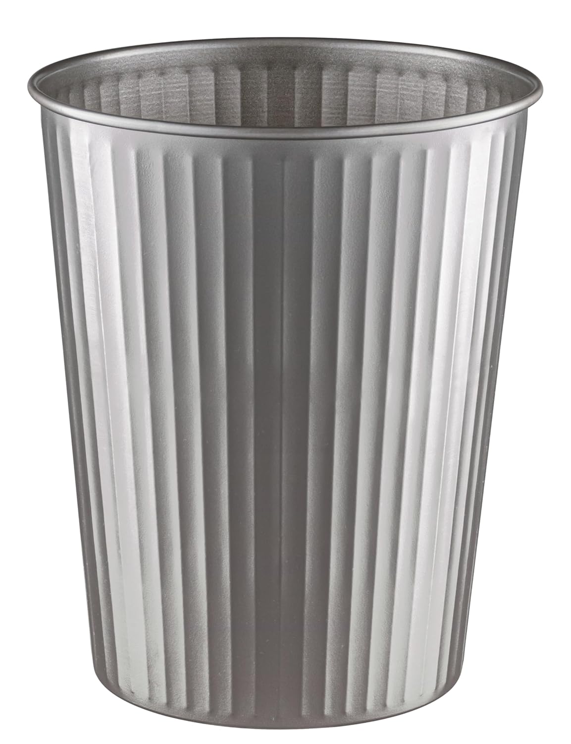 Monarch Abode Pewter Handcrafted Ridge Embossed Metal Wastebasket for Home Office, Decorative Waste Basket, Modern Bathroom Garbage Can, Durable & Decorative Trash Bin, Pewter Trash Can