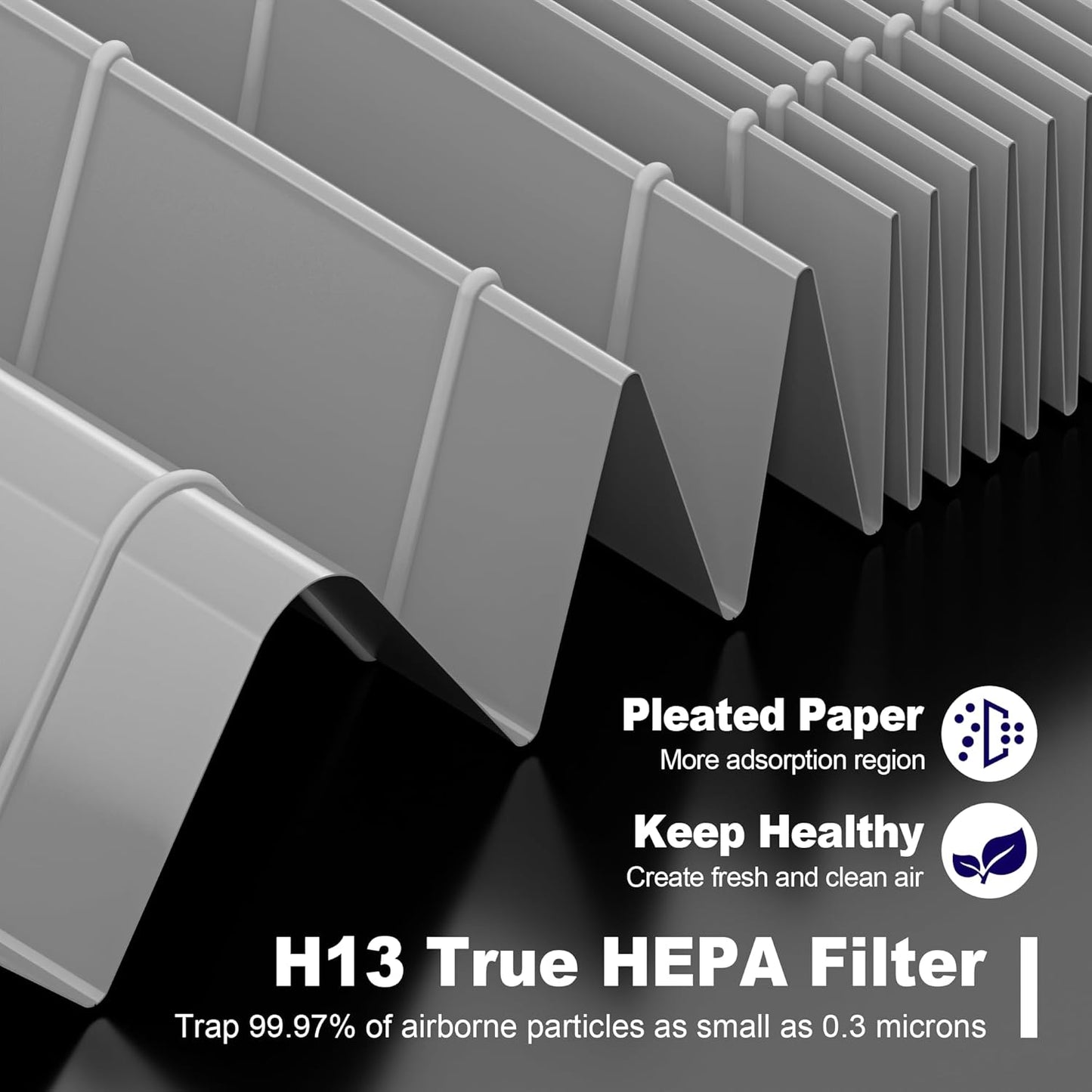 MK01 & MK06 True HEPA Filter Replacement for MK01 MK06, TZ-K1 and DH-JH01 Air Purifier, Smoke Remover Version, Grey, 4 Pack