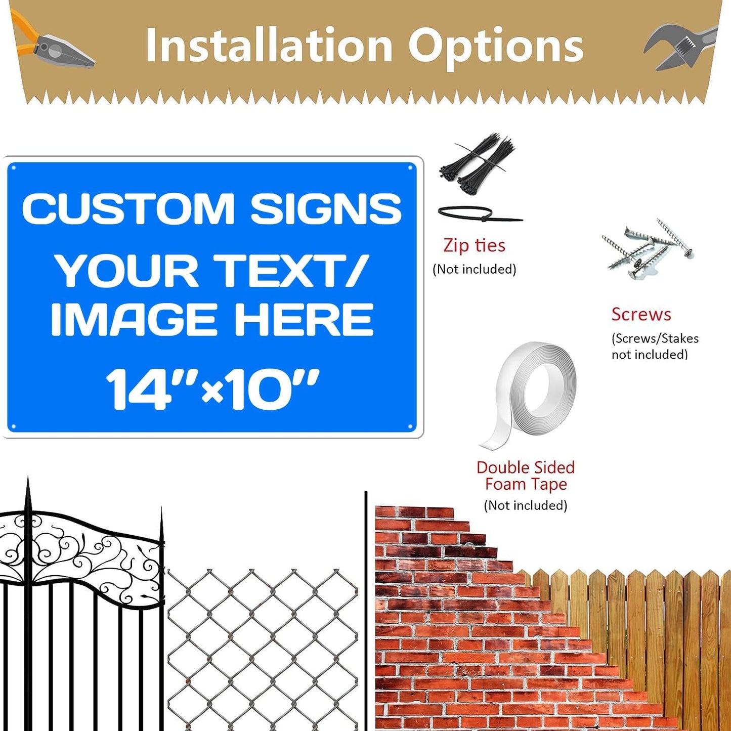 Repaly Personalized signs,Aluminum Weatherproof Metal Sign Multiple Sizes Custom Personalized Text And picture Here,hazard sign,garden sign,custom door sign,Customised business signs Blue 14×10