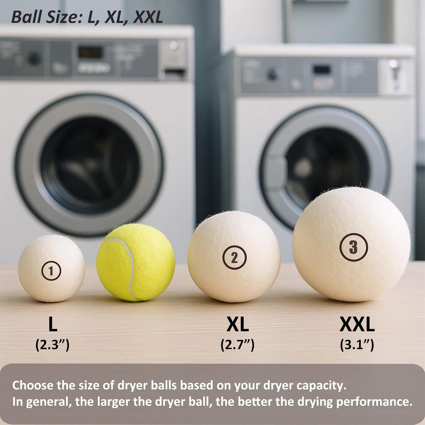 Sheep Wool Dryer Balls 4 Pack XXL(3.1") Premium Natural Fabric Softener, Reusable Laundry Dryer Balls for Reducing Drying Time, Static and Wrinkles, Eco-Friendly – 100% New Zealand Wool