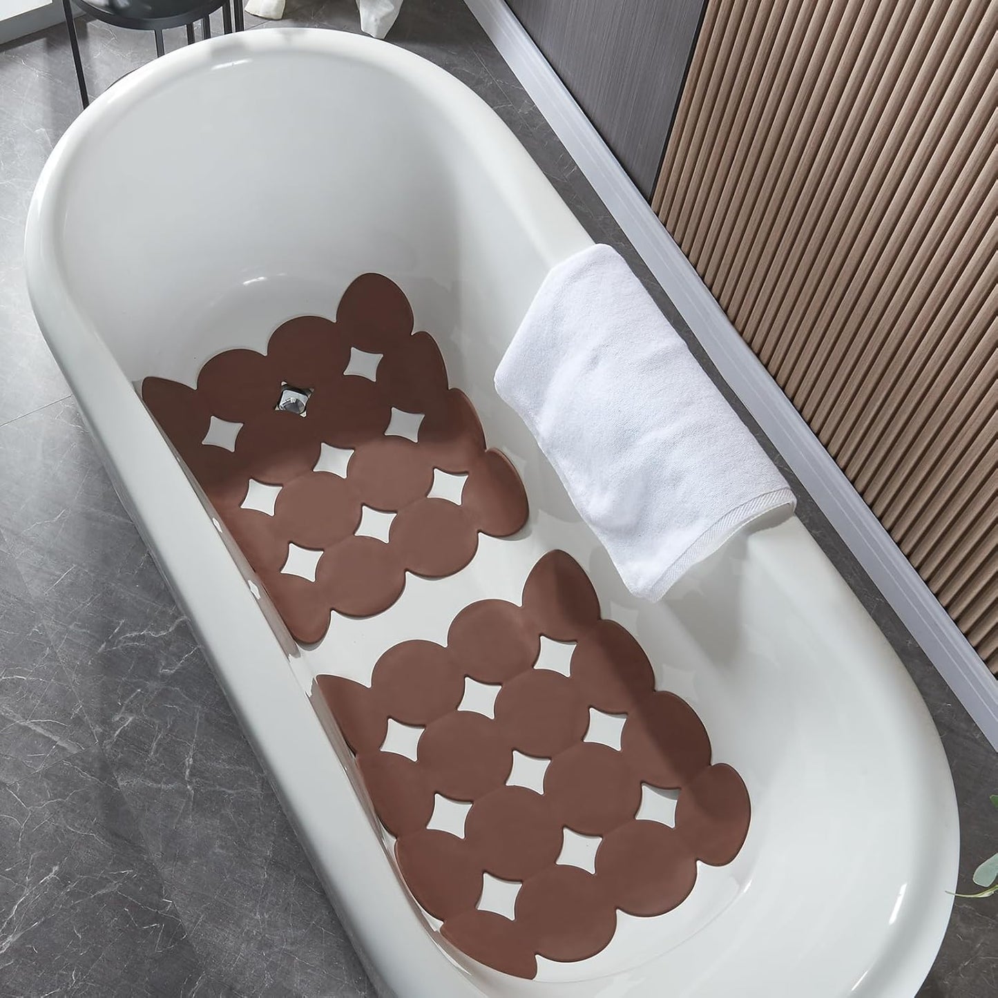 Square Shower Mat Nonslip - Rubber Bathtub Mat with Suction Cups for Inside Shower Bathroom Floor (Coffe, 21X21)