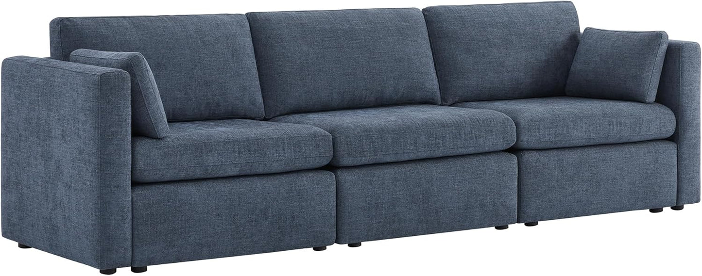 CHITA Oversized Modular Sectional Convertible Fabric Sofa Set, FSC Certified Extra Large Sectional Deep Seat Couch for Living Room,112 inch Width,3 Seat Modern Modular Sofa, Blue
