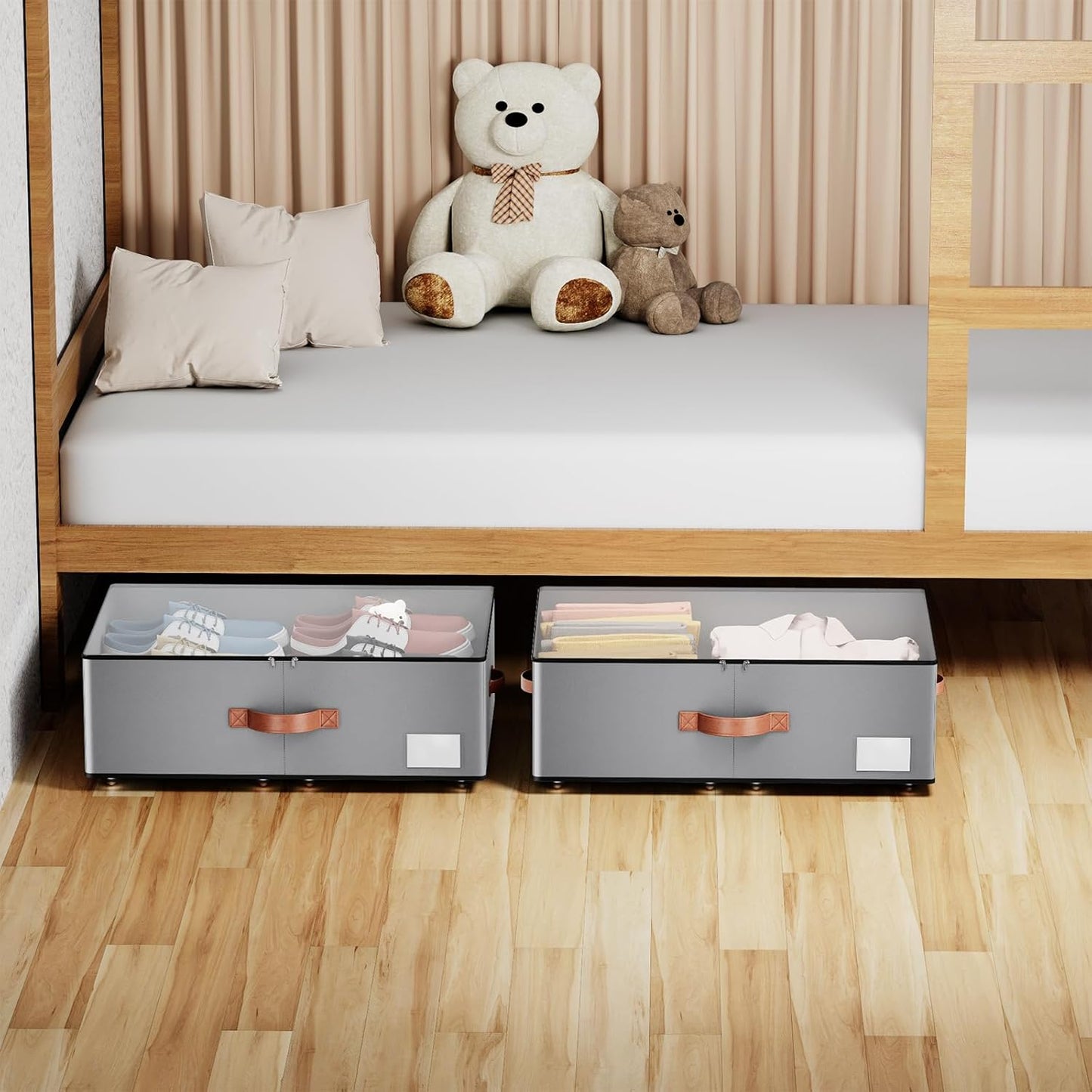 Under bed Storage With Wheels,Large Capacity 10 inches Height Storage Bins,Rolling Under bed Shoe Storage Containers,Under bed Storage Drawers for clothes & blankets