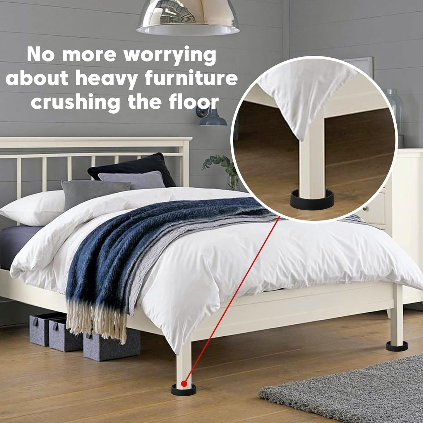 Rubber Furniture Pads Non Slips Furniture Casters Cup Chair Leg Floor Protectors for Bed Sofa Table and Chair Stopper (Pack of 8,Black 1.5" x 1.5" Round)