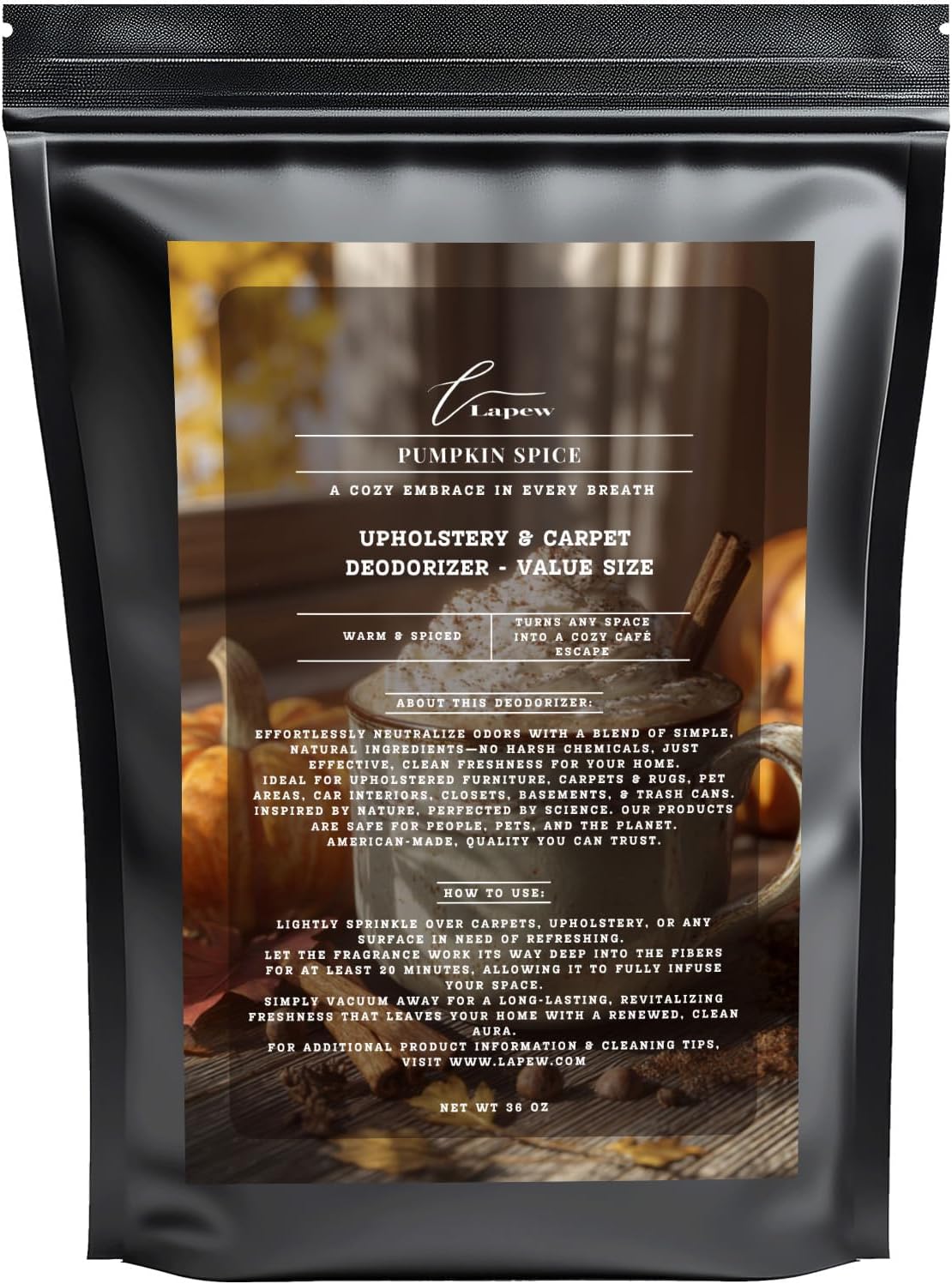 Pumpkin Spice Carpet Freshener Powder Value Size 36 oz | Powerful Odor Eliminator for Home | Upholstery Deodorizer | Carpet Deodorizer | Pet Urine | Cat Litter Box