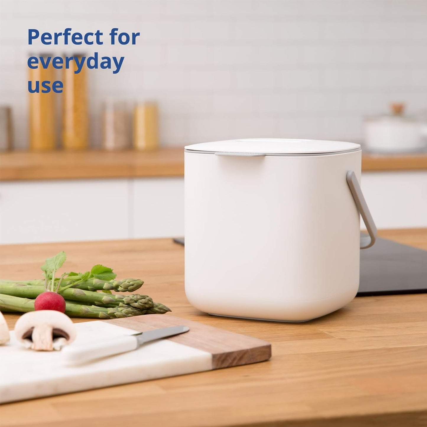 Blue Ginkgo Kitchen Compost Bin [2.6L / 0.69 GAL] – Filter-Free, Odor-Tight Countertop Food Waste Pail with Handle (Made in Korea, Gray)