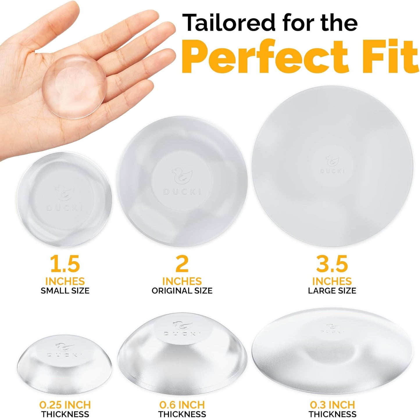 Ducki Door Stop Wall Protector | Self Adhesive Door Knob Wall Protectors from Door Knobs | Rubber Door Stoppers for Wall Damage & Noise | Durable, Shock Absorbent & Discreet | 8 Pack Clear Door Stops