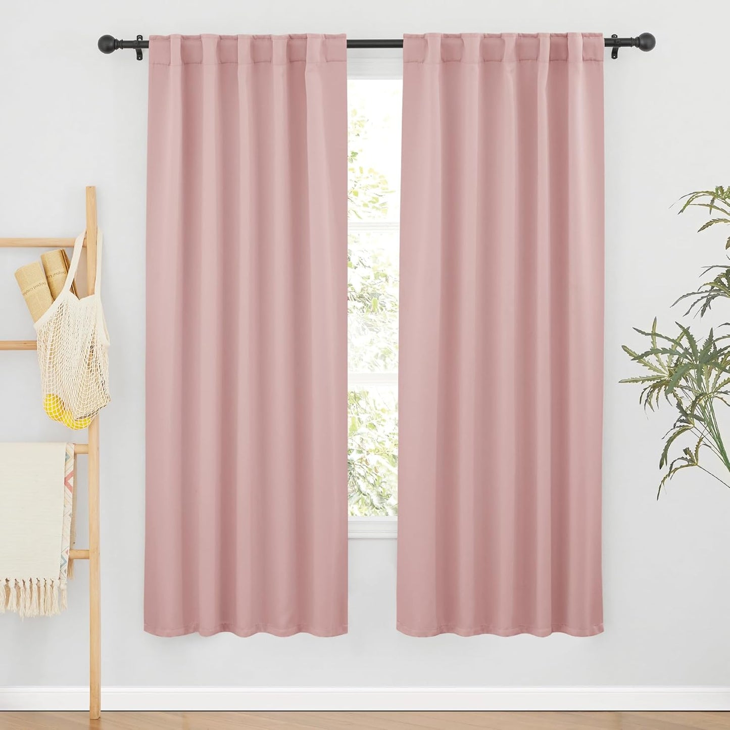 RYB HOME Pink Blackout Curtains for Girls Bedroom - Thermal Insulated Curtains and Drapes Privacy Shades for Living Room Farmhouse Closet, W42 x L72 inch, 2 Panels