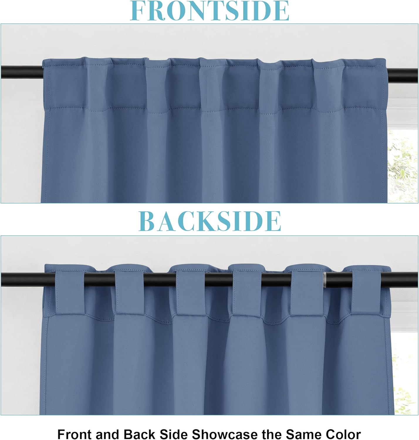 RYB HOME Small Window Curtains - Blackout Insualting Privacy Curtains for Kids Bedroom Kitchen Bathroom Basement Cafe Cabinet Tiers Drapes, 34 Width x 30 Length, 2 Panels, Stone Blue