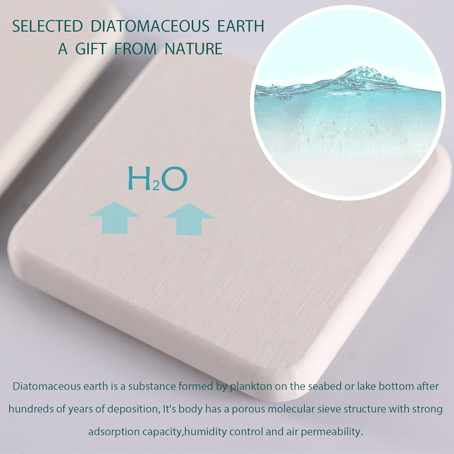 2 Pcs Water Absorbing Stone Trays, Kitchen/Bathroom Sink Soap Dish, Diatomite Tray Used for Hand Soap & Cosmetic Bottles in The Modern Home, 3.15" W x 8.7" L, White