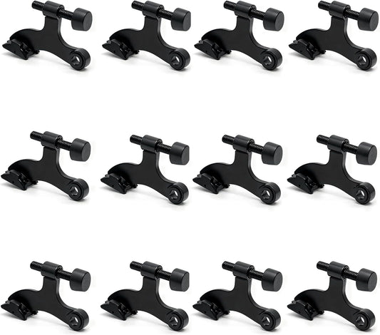 12 Pack Hinge Pin Black Door Stopper, Adjustable Heavy Duty Hinge Pin Door Stop with Black Rubber Bumper Tips