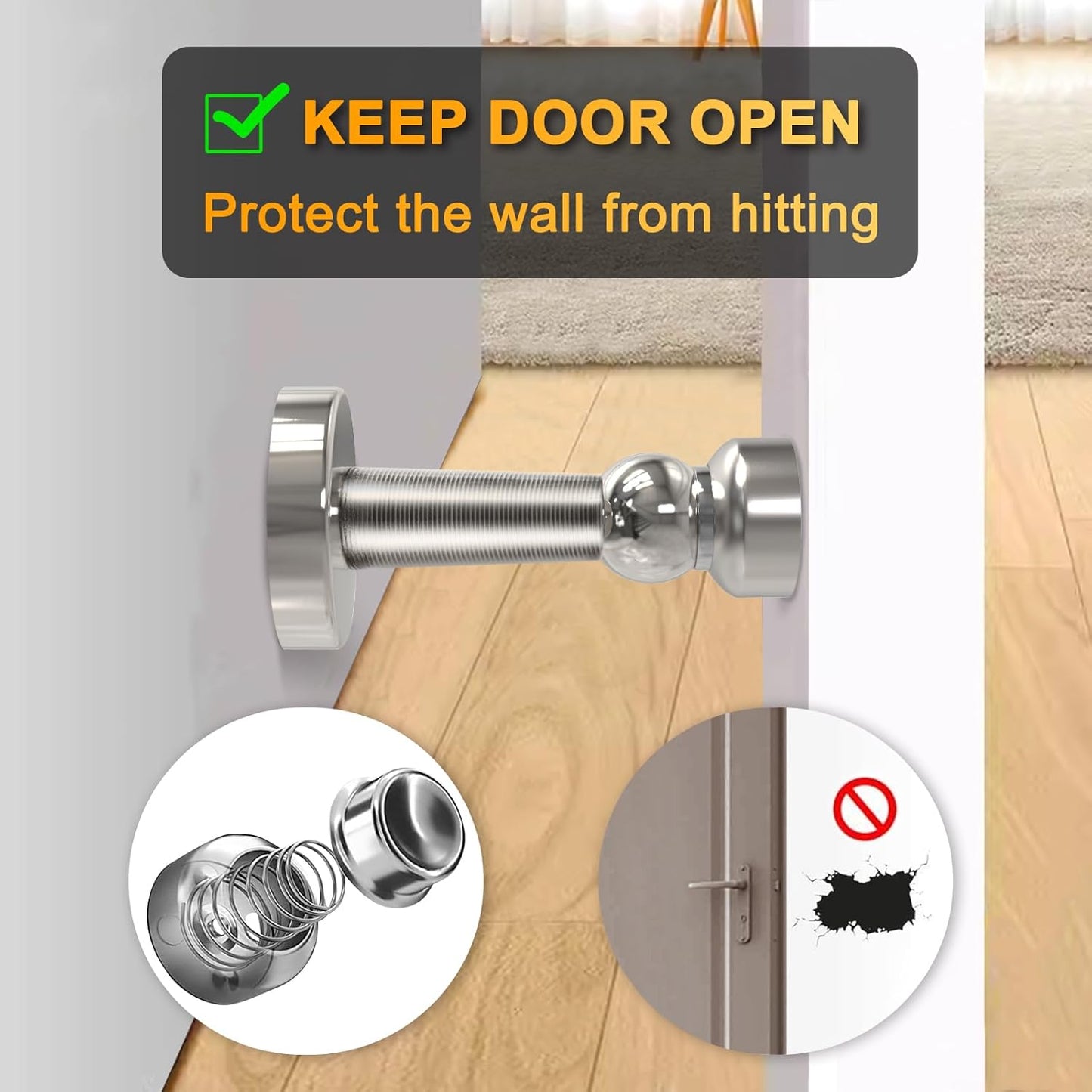 6 Pack Door Stopper Magnetic, COCIVIVRE Magnet Door Stop Stainless Steel for Wall and Floor Mounting, with Screws Drilling Mounting, Heavy Duty for Various Door Types to Hold Your Door Open