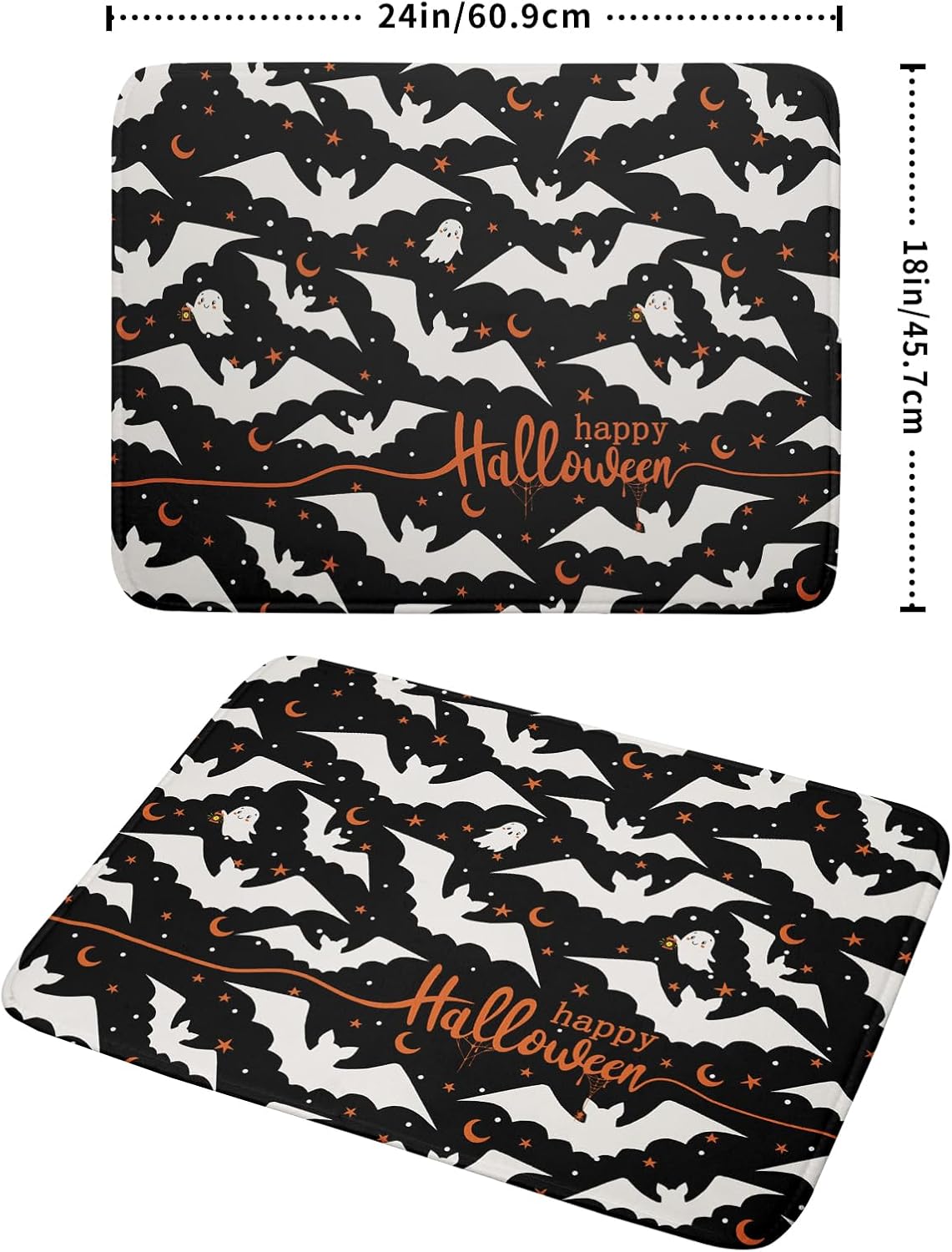 Halloween Drying Mats for Kitchen Counter 18”x24” Happy Halloween Spooky Bat Dishes Pad Microfiber Absorbent Fast Dry Dish Draining Mats Halloween Kitchen Decor Table Protector for Bar Countertop