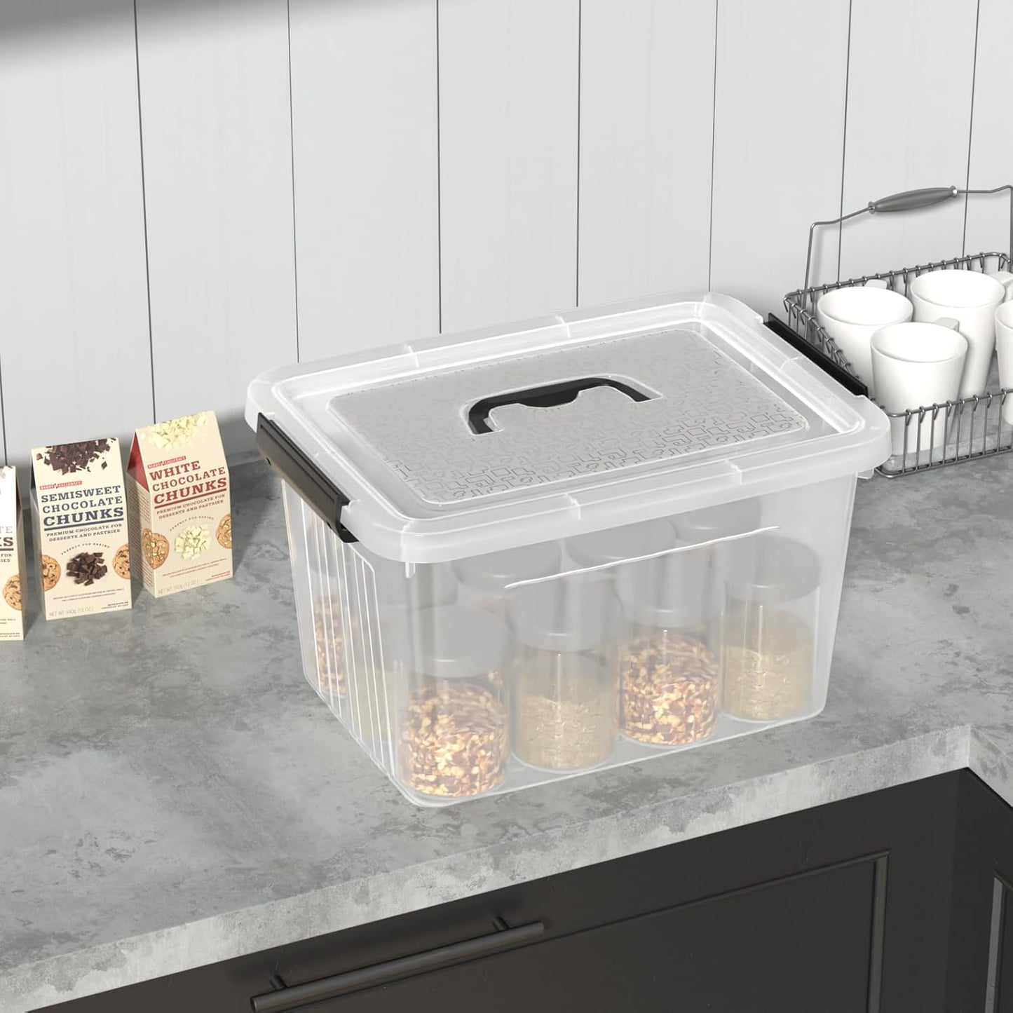 18 Quart Clear Plastic Storage Latching Bin with Lids, Latch Box with Handle, 4 Packs