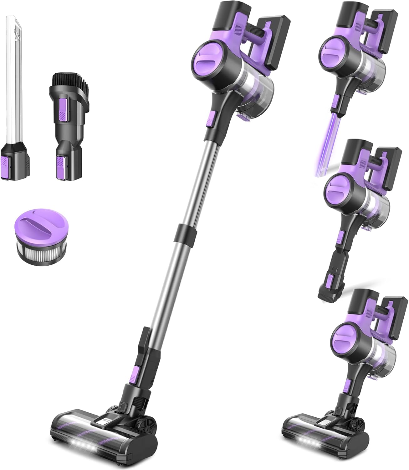 S10 Cordless Vacuum Cleaner, 55Kpa 60mins Lightweight Stick Vacuum with Powerful Suction for Home, Rechargeable, Self-Standing, Handheld Vacuum Cleaners for Hardwood Floors, Carpets, Pet Hair