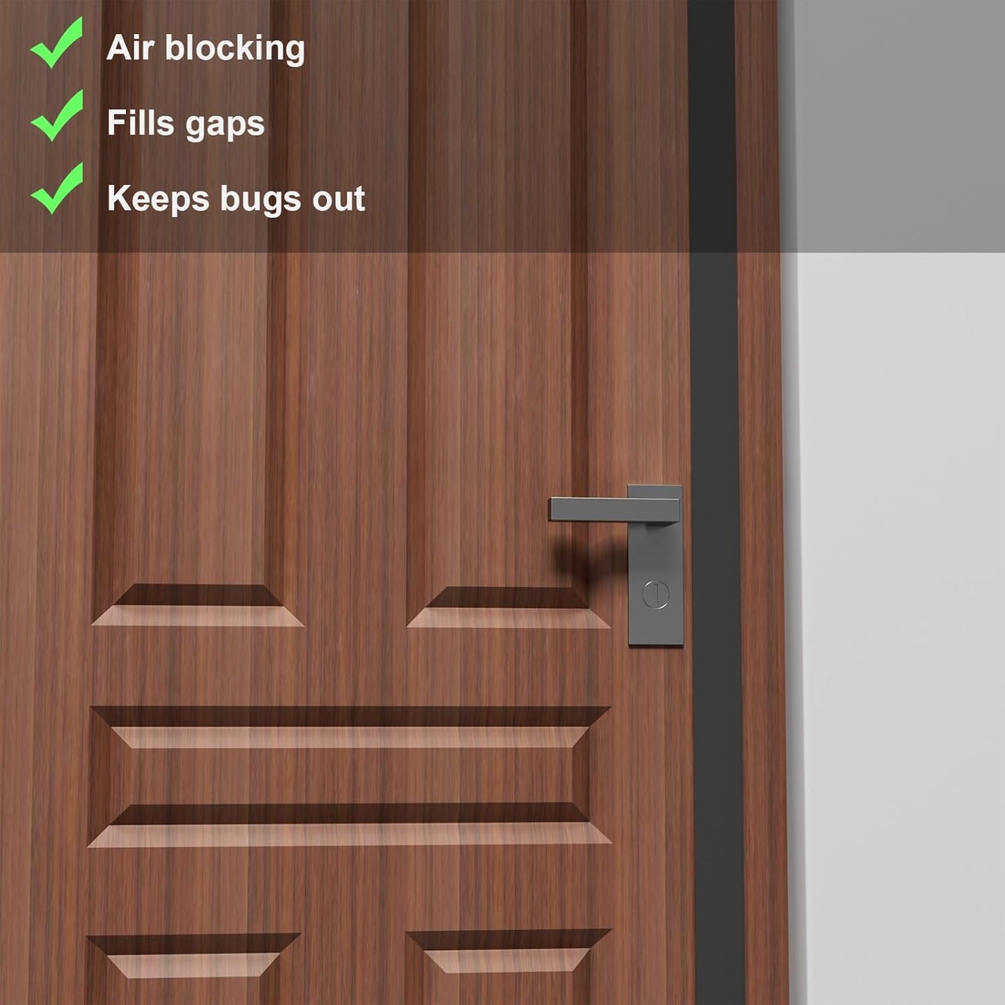 T-Shaped Door Draft Stopper, 1.37 in x 10 Ft Silicone Seal Strip for Windows Gaps, Weather Stripping Seal Strip Shower Sweep, Black